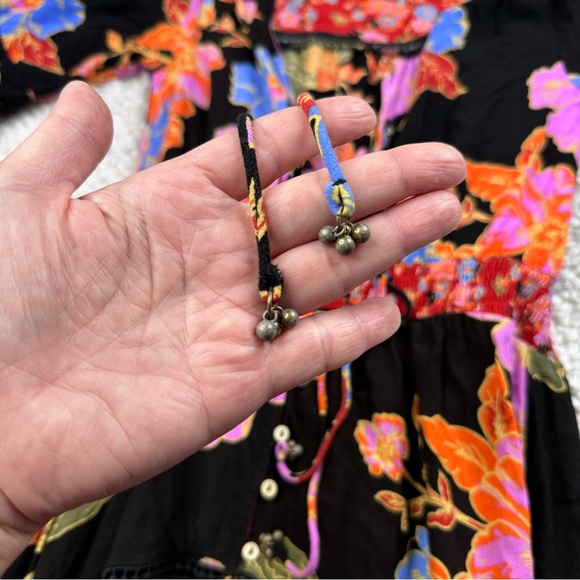 Free People Penny Printed Maxi Bodysuit Dress. Boho Floral Bright Lace Ruffle XS - Picture 6 of 16